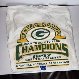 Vintage Green Bay‎ Packers Central Division Champions 1997 T Shirt Size 2XL NFL